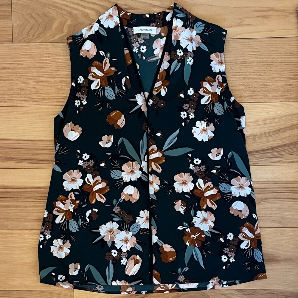 Calvin Klein Floral Sleeveless Blouse